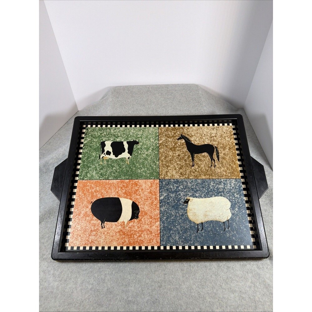 Brandon House Barnyard Animals by Warren Kimball 18”x14” Wooden Tray